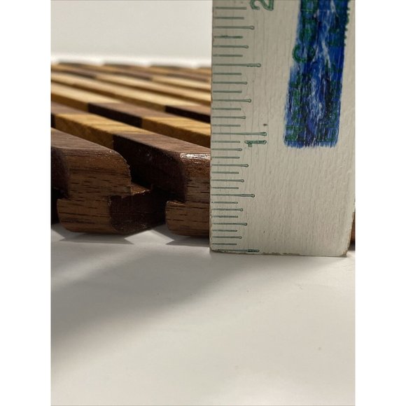 Handmade Exotic Wood Trivets Rack Pot Rest Geometric Coaster Stripes Basketweave - Picture 3 of 5